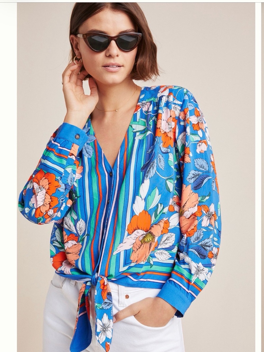 Anthropologie Maeve Elan Scarf-Printed Blouse